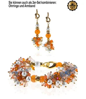 Isabelle Luxus Süßwasserperlen-Armband, Chalcedony, Glaskristallen, 24K Gold – Armbänder – Ansicht 5