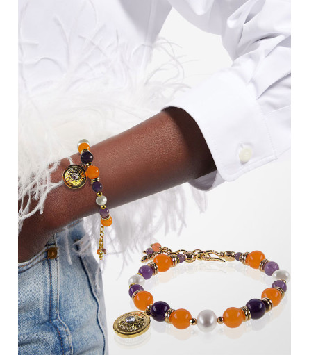 Anthea 18K Armband mit Perlen, Chalcedony, Amethyst
