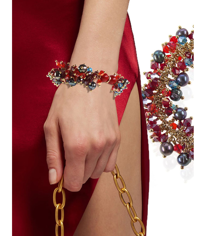 Corail royal Luxus-Klasse Armband-Süßwasserperlen,Rote Koralle,14K Gold Corail royal Luxus-Klasse Armband-Süßwasserperlen,Rote Koralle,14K Gold