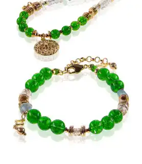Birmanie Peridot-Bergkristall-Armband, 24K Vergoldung – Armbänder – Ansicht 1