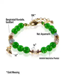 Birmanie Peridot-Bergkristall-Armband, 24K Vergoldung – Armbänder – Ansicht 3