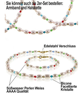 Jeu 2-tlg. Set, Perlenkette und Perlenarmband,Weiß – Schmucksets – Ansicht 6