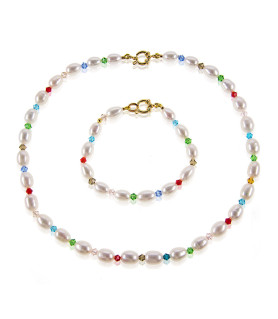 Jeu 2-tlg. Set, Perlenkette und Perlenarmband,Weiß – Schmucksets – Ansicht 5