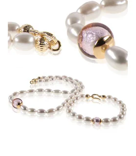 Bal des roses 2-tlg.Set, Süßwasserperlen Kette und Perlenarmband – Schmucksets – Ansicht 1
