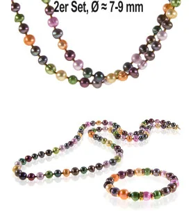 Coloré 2-tlg.Set, Perlenkette und Perlenarmband, Multi-Color – Schmucksets – Ansicht 1