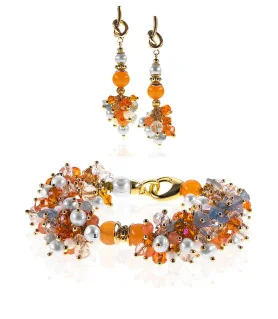 Isabelle 2-tlg. Luxus Set, Süßwasserperlen Ohrhänger & Armband – Schmucksets – Ansicht 1