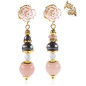 Rose dorée 18K Ohrhänger mit Süßwasserperlen, Rosenquarz, Onyx Rose dorée 18K Ohrhänger mit Süßwasserperlen, Rosenquarz, Onyx
