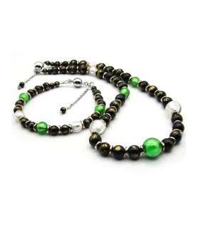 Jade noir 2 tlg. Set, Kette & Armband, Jade, Muranoglas – Schmucksets – Ansicht 4