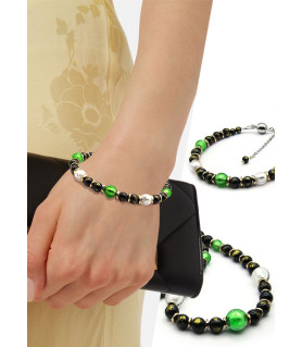 Jade noir 2 tlg. Set, Kette & Armband, Jade, Muranoglas – Schmucksets – Ansicht 3