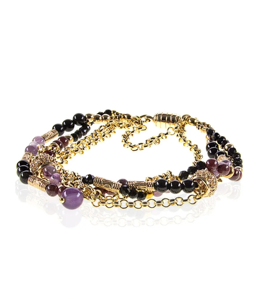 Améthyste 14K Armband, Granat, Amethyst, Onyx