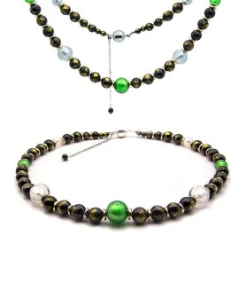 Jade noir Halskette-Jade, Muranoglas, 14K Gold – Halsketten – Ansicht 1