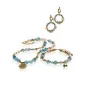 Ibiza Blautopas Süßwasserperlen Armband, 24K Vergoldung