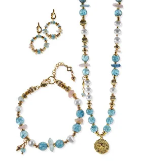 Ibiza Blautopas Süßwasserperlen Armband, 24K Vergoldung – Inspirationen – Ansicht 3