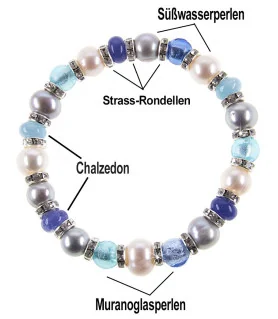 Flex Perlenarmband mit Chalcedon, Murano Perlen, 8,5-9 mm – Inspirationen – Ansicht 4