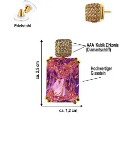 Tessin Glas-Kristall-Zirkonia Ohrringe – Ohrringe – Ansicht 3