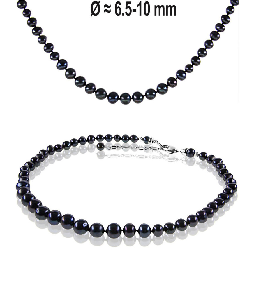 Classique Elegante Süßwasserperlen Kette, Schwarz Classique Elegante Süßwasserperlen Kette, Schwarz