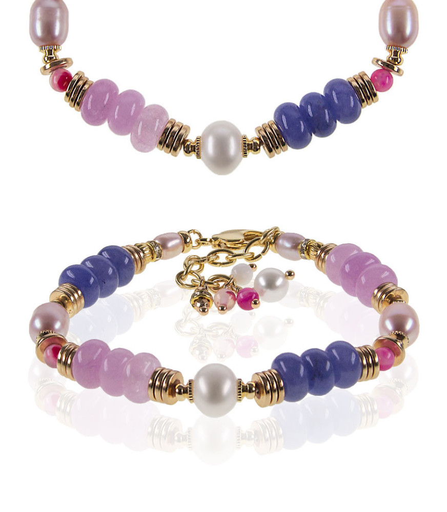 Vacances Perlenarmband mit Chalcedony, Onyx Vacances Perlenarmband mit Chalcedony, Onyx
