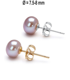 Classique Süßwasserperlen Ohrstecker 7.5-8mm, Flieder/Purple Farbe