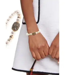 Babylone Flex-Süßwasserperlen Armband mit Funkelndes Teil, Weiß, 7-8mm – Inspirationen – Ansicht 1